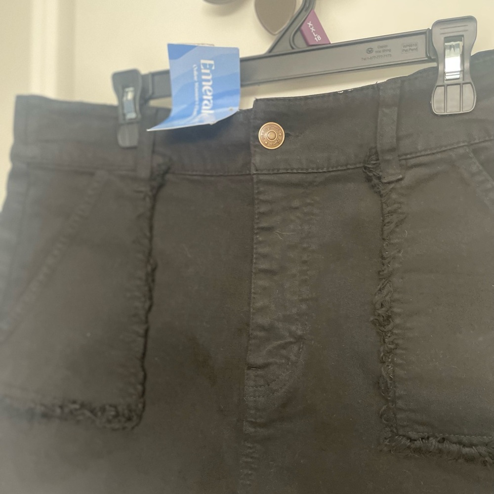 High Waisted Black Denim Shorts